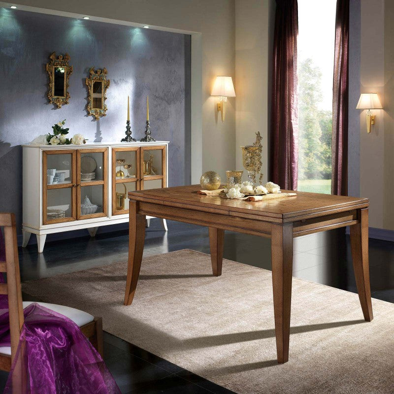 Tavolo rettangolare in legno di frassino tinta noce 140x85x79 - Mobili 2G