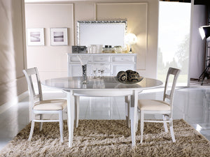 Tavolo rotondo allungabile in legno bianco l.120 p.120 h.80 - Mobili 2G