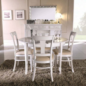 Tavolo rotondo allungabile in legno bianco l.120 p.120 h.80 - Mobili 2G