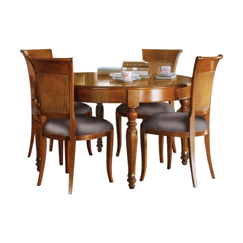 Tavolo rotondo allungabile legno massello bassano 140x140x78 - Mobili 2G