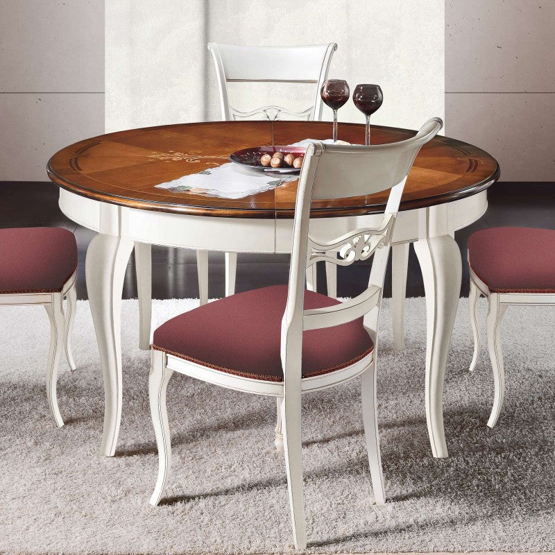 Tavolo rotondo allungabile legno shabby 140x140x78 - Mobili 2G