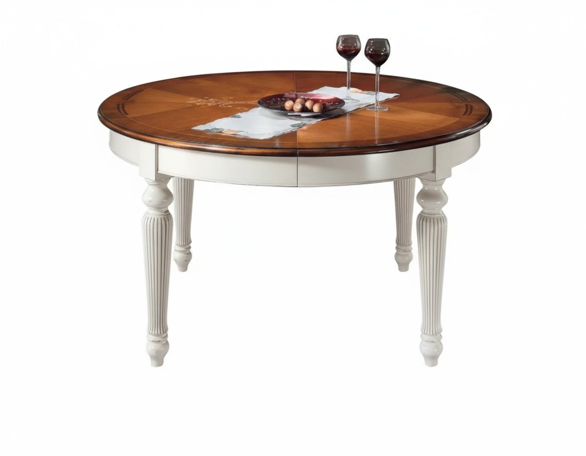 Tavolo rotondo allungabile legno shabby 140x140x78 - Mobili 2G