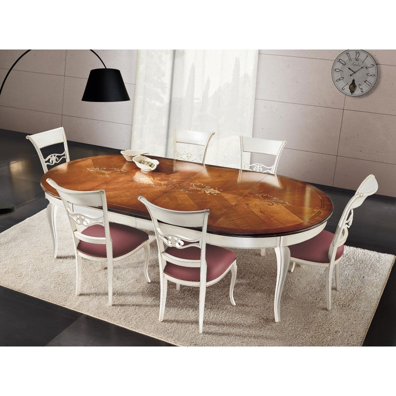 Tavolo rotondo allungabile legno shabby 140x140x78 - Mobili 2G