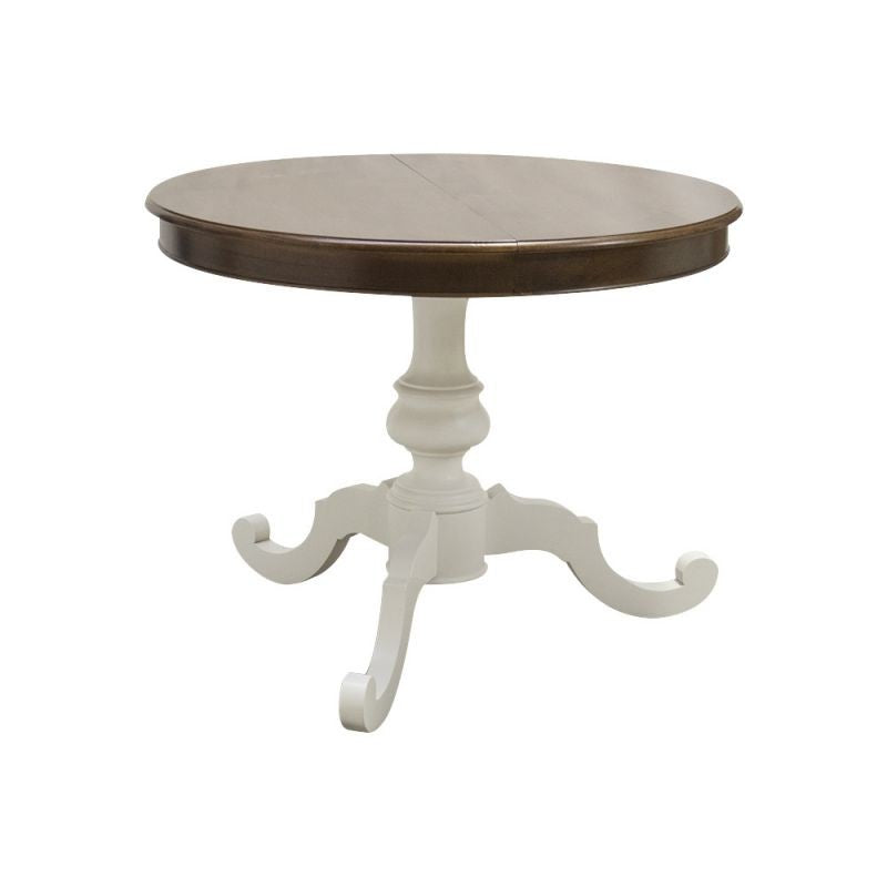 Tavolo rotondo allungabile legno shabby bicolore 100x100x80 - Mobili 2G