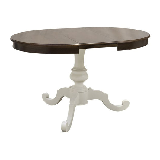 Tavolo rotondo allungabile legno shabby bicolore 100x100x80 - Mobili 2G