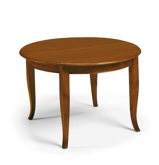 Tavolo rotondo classico allungabile legno tinta noce 100x100x78 - Mobili 2G