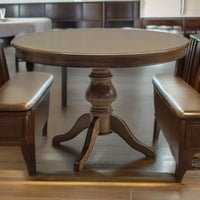 Tavolo rotondo classico allungabile legno tinta noce 100x100x80 - Mobili 2G