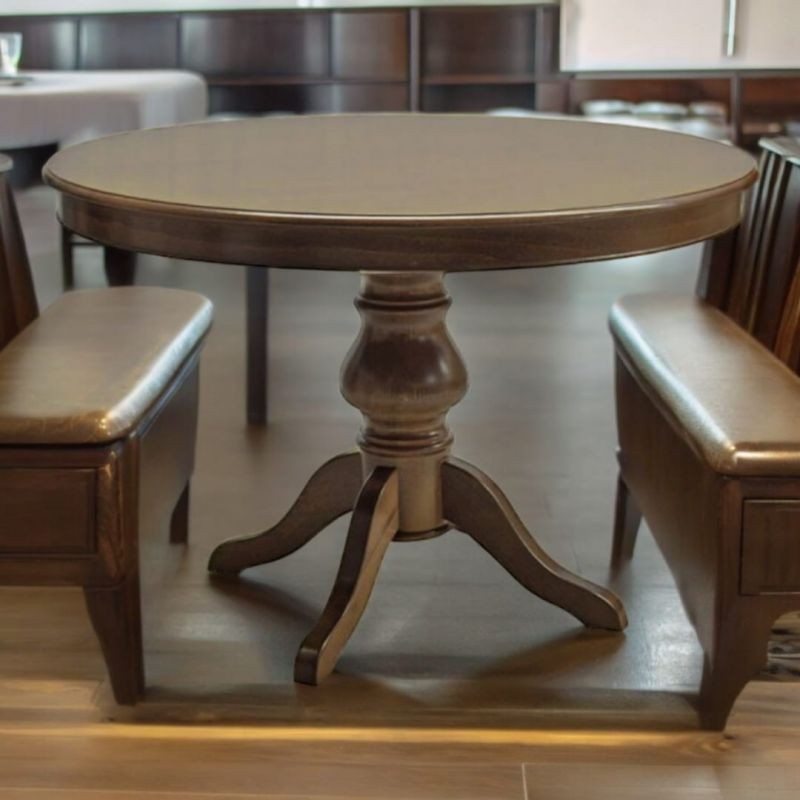 Tavolo rotondo classico allungabile legno tinta noce 100x100x80 - Mobili 2G