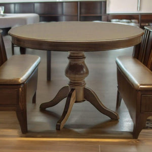 Tavolo rotondo classico allungabile legno tinta noce 120x120x80 - Mobili 2G