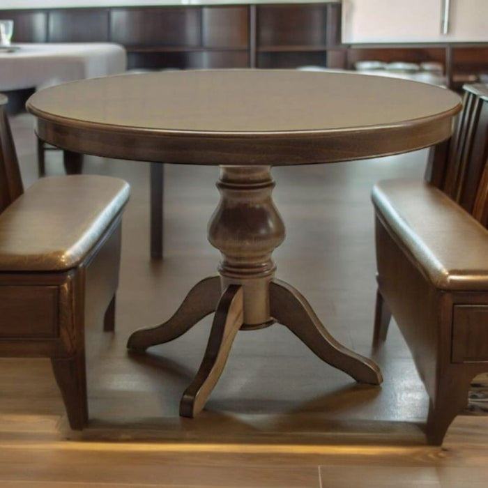 Tavolo rotondo classico allungabile legno tinta noce 120x120x80 - Mobili 2G