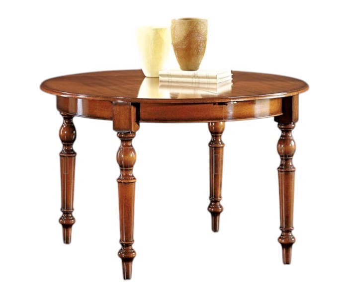 Tavolo rotondo classico allungabile tornito legno bassano 100x100x80 - Mobili 2G