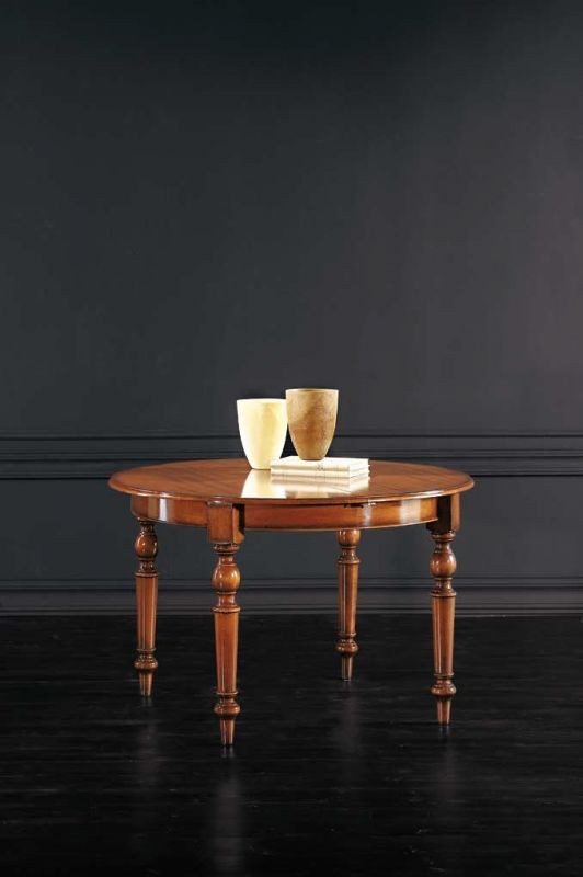 Tavolo rotondo classico allungabile tornito legno bassano 120x120x80 - Mobili 2G