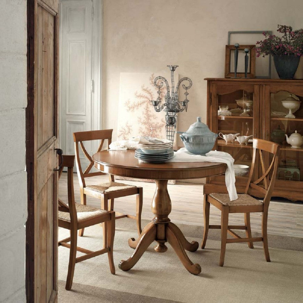 Tavolo rotondo fisso in legno tinta noce l.110 p.110 h.78 - Mobili 2G