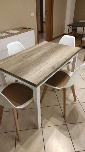 Tavolo rovere nodato struttura in legno allungabile 130x80x78