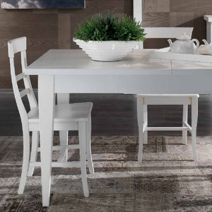 Tavolo shabby allungabile gamba a spillo legno massello bianco l.160 p.90 h.80 - Mobili 2G