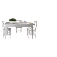 Tavolo shabby allungabile gamba a spillo legno massello bianco l.160 p.90 h.80 - Mobili 2G