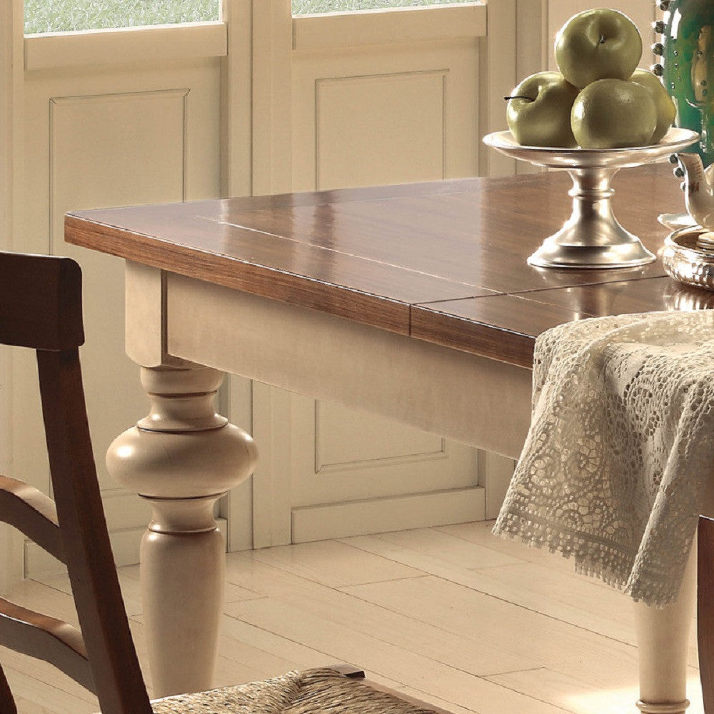 Tavolo shabby allungabile gamba tornita in legno avorio/noce l.140 p.90 h.80 - Mobili 2G