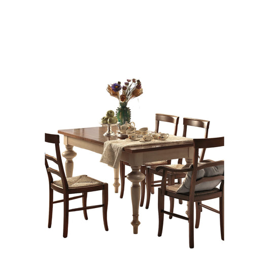 Tavolo shabby allungabile gamba tornita in legno avorio/noce l.140 p.90 h.80 - Mobili 2G