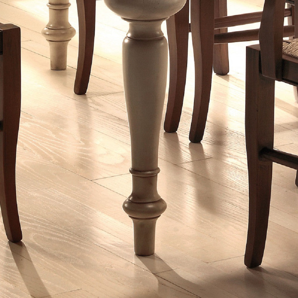 Tavolo shabby allungabile gamba tornita in legno avorio/noce l.160 p.90 h.80 - Mobili 2G