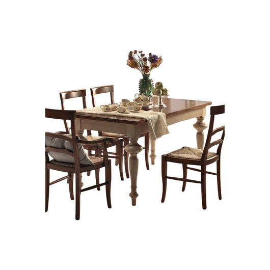 Tavolo shabby allungabile gamba tornita in legno avorio/noce l.160 p.90 h.80 - Mobili 2G