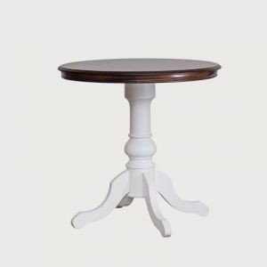 Tavolo tavolino rotondo legno shabby bianco noce 80x80x78 - Mobili 2G