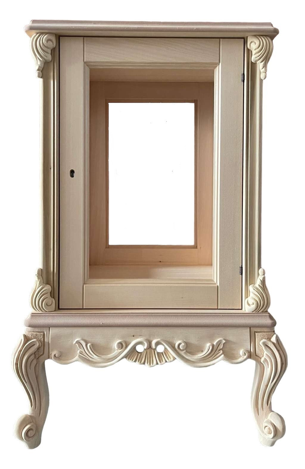 Vetrina 1 anta classica barocco legno grezzo 59x59x91 - Mobili 2G