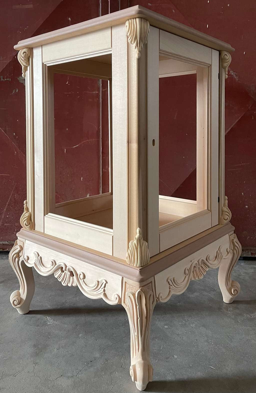 Vetrina 1 anta classica barocco legno grezzo 59x59x91 - Mobili 2G