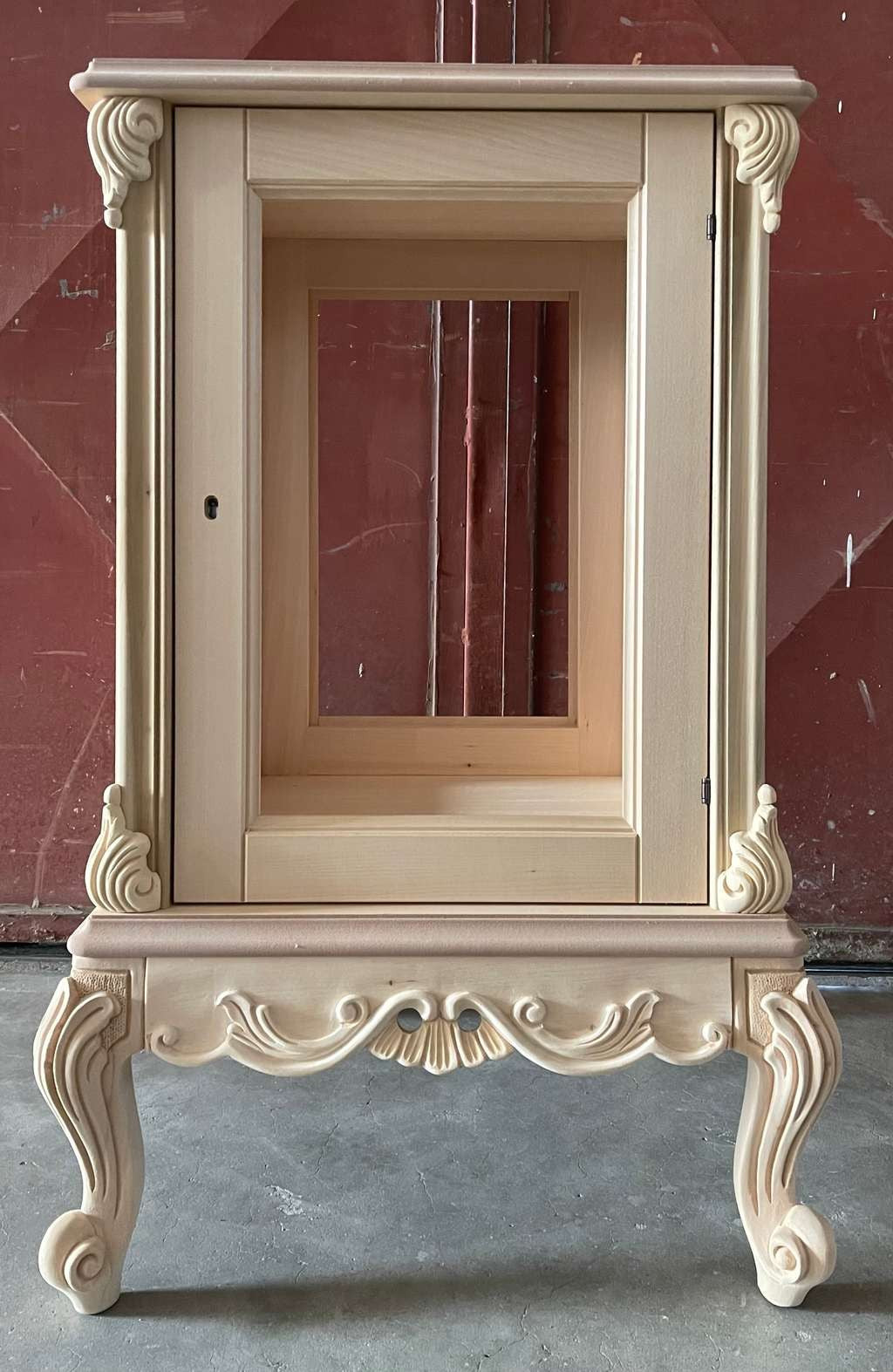 Vetrina 1 anta classica barocco legno grezzo 59x59x91 - Mobili 2G