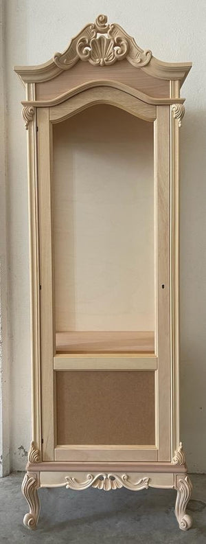 Vetrina 1 anta classica barocco legno grezzo 72x46x214 - Mobili 2G