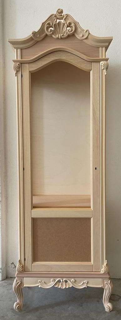 Vetrina 1 anta classica barocco legno grezzo 72x46x214 - Mobili 2G