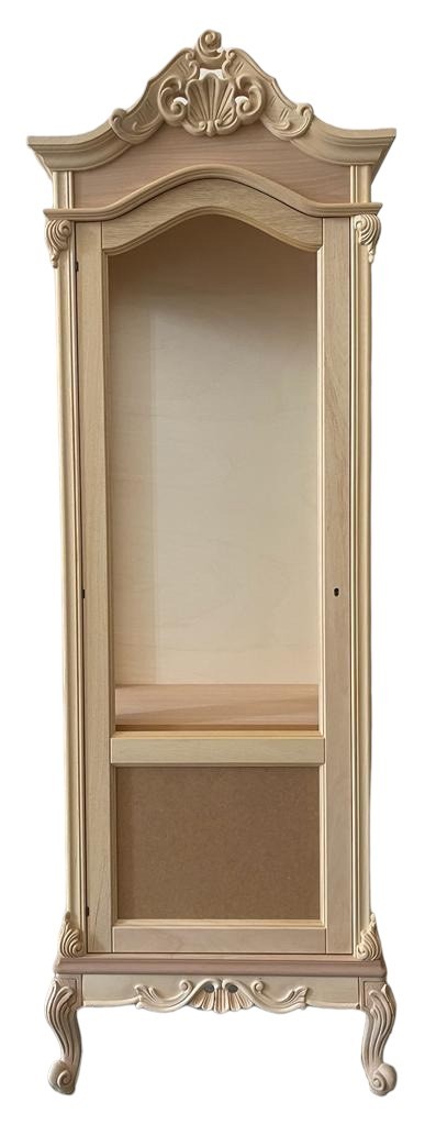 Vetrina 1 anta classica barocco legno grezzo 72x46x214 - Mobili 2G