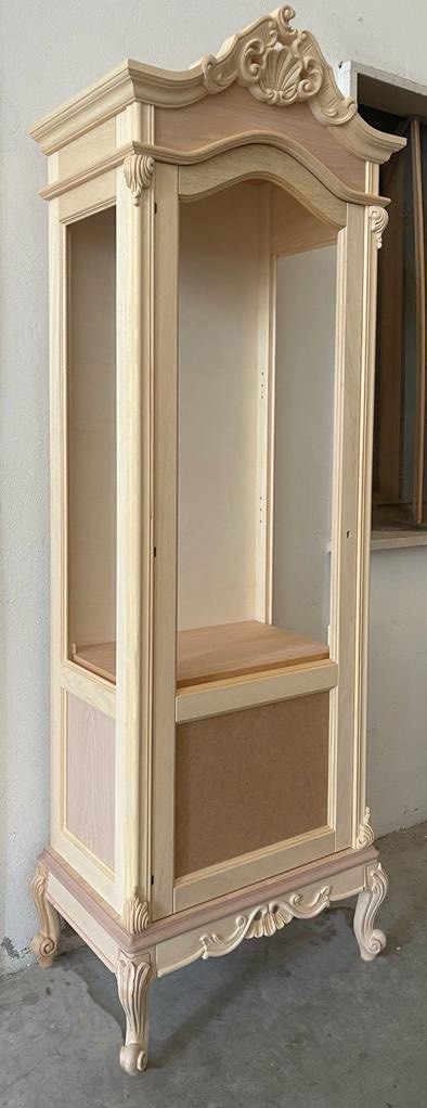 Vetrina 1 anta classica barocco legno grezzo 72x46x214 - Mobili 2G