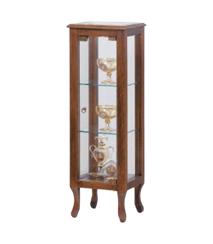 Vetrina 1 anta vetro classica in legno tinta noce 28x28x90 - Mobili 2G