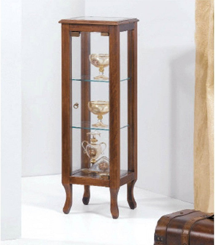 Vetrina 1 anta vetro classica in legno tinta noce 28x28x90 - Mobili 2G