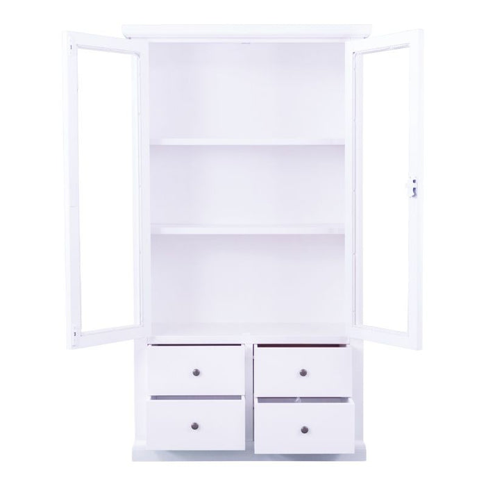 Vetrina 2 ante 4 cassetti in legno shabby bianco 90x40x160 - Mobili 2G