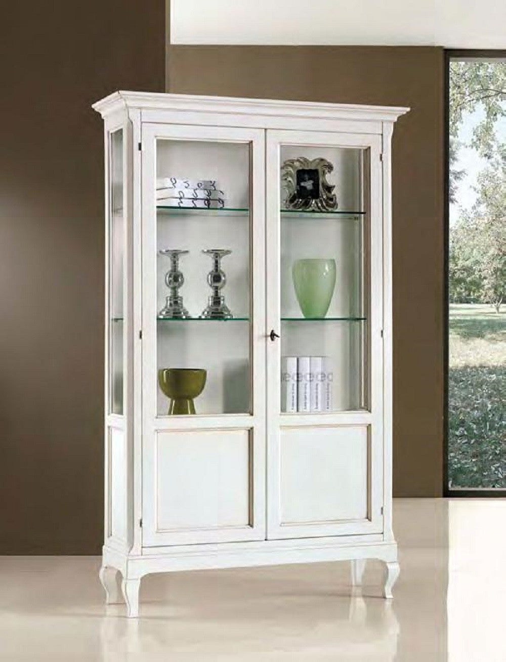 Vetrina 2 ante grezza in legno l.126 p.44 h.207 - Mobili 2G