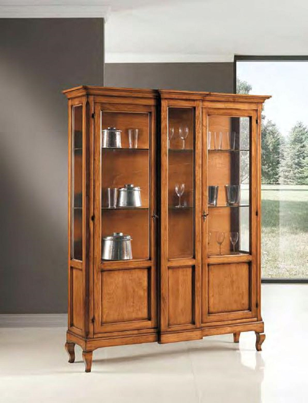 vetrina 2 ante grezza in legno l.163 p.46 h.208 - Mobili 2G