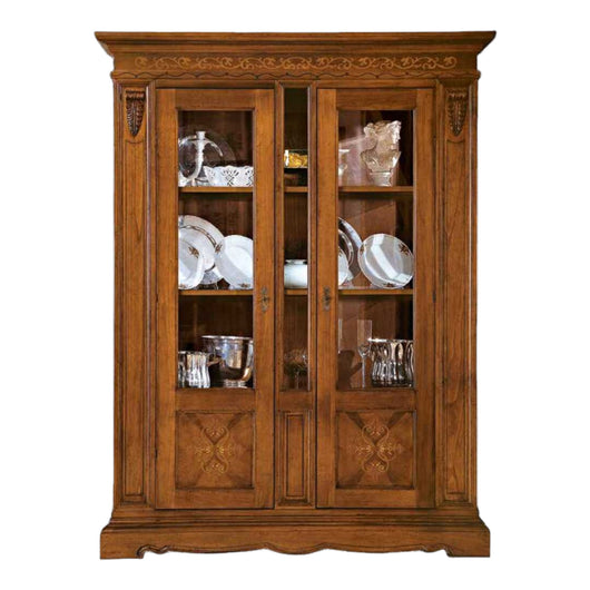 Vetrina 2 ante in legno  arte povera finitura ciliegio patinato l.162 p.49 h.214