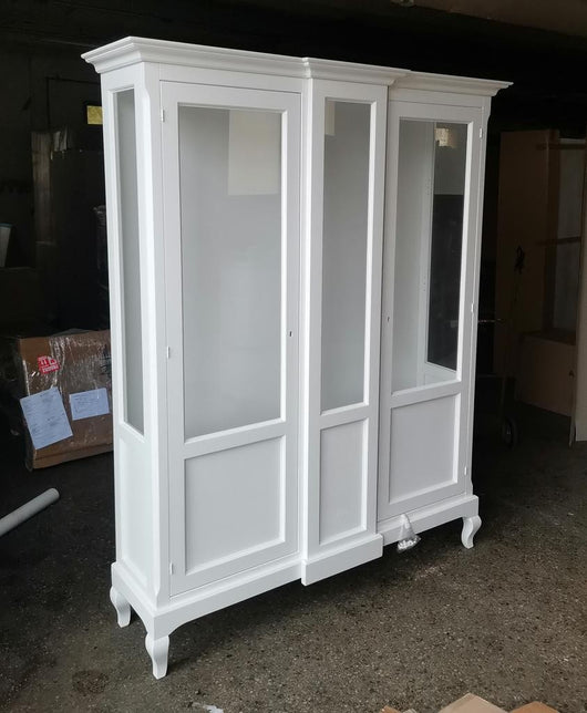 Vetrina 2 ante in legno bianco arte povera 163x46x208 (1421) - Mobili 2G