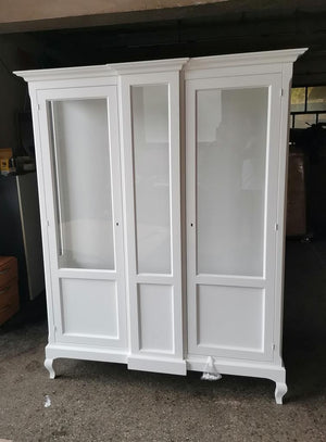 Vetrina 2 ante in legno bianco arte povera 163x46x208 (1421) - Mobili 2G