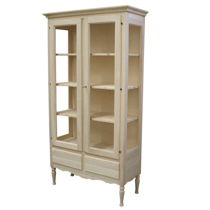 Vetrina 2 porte 2 cassetti classica legno grezzo 102x42x191 (952) - Mobili 2G