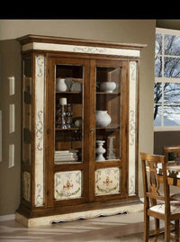 Vetrina 2 porte arte povera legno dipinto/bassano 145x48x212