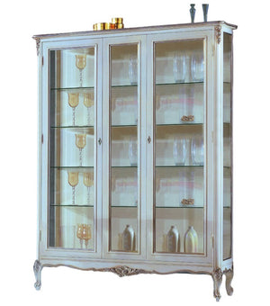 Vetrina 2 porte classica legno shabby bianco argento 164x51x215 - Mobili 2G