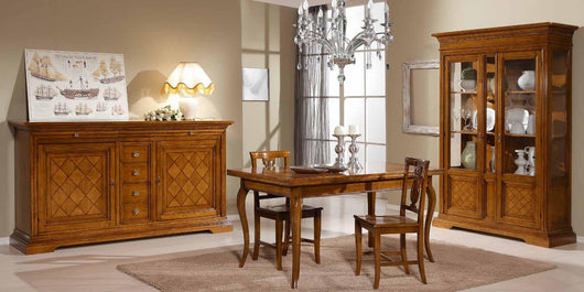 Vetrina 2 porte in legno arte povera tinta noce bassano 146x53x213 - Mobili 2G