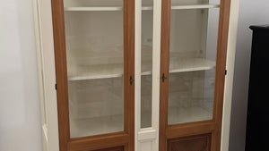 Vetrina 2 porte in legno classica avorio noce 146x53x213 - Mobili 2G