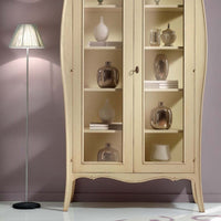 Vetrina 2 porte in legno shabby avorio patinato l.115 p.48 h.204 (3094) - Mobili 2G