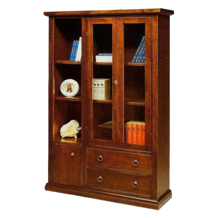 Vetrina 3 ante arte povera in legno tinta noce 120x40x185