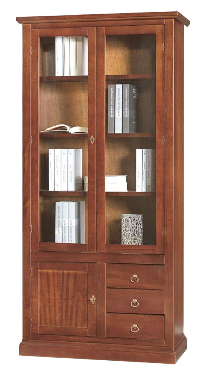 Vetrina 3 ante arte povera in legno tinta noce 90x41x186 (388) - Mobili 2G