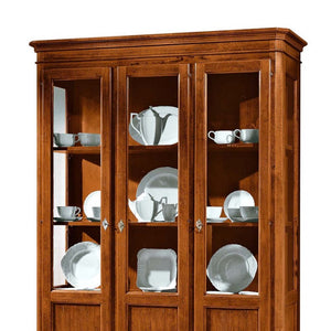 Vetrina 3 porte in legno arte povera tinta noce l.144 x p.45 h.200 - Mobili 2G