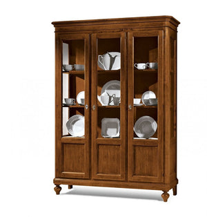 Vetrina 3 porte in legno arte povera tinta noce l.144 x p.45 h.200 - Mobili 2G